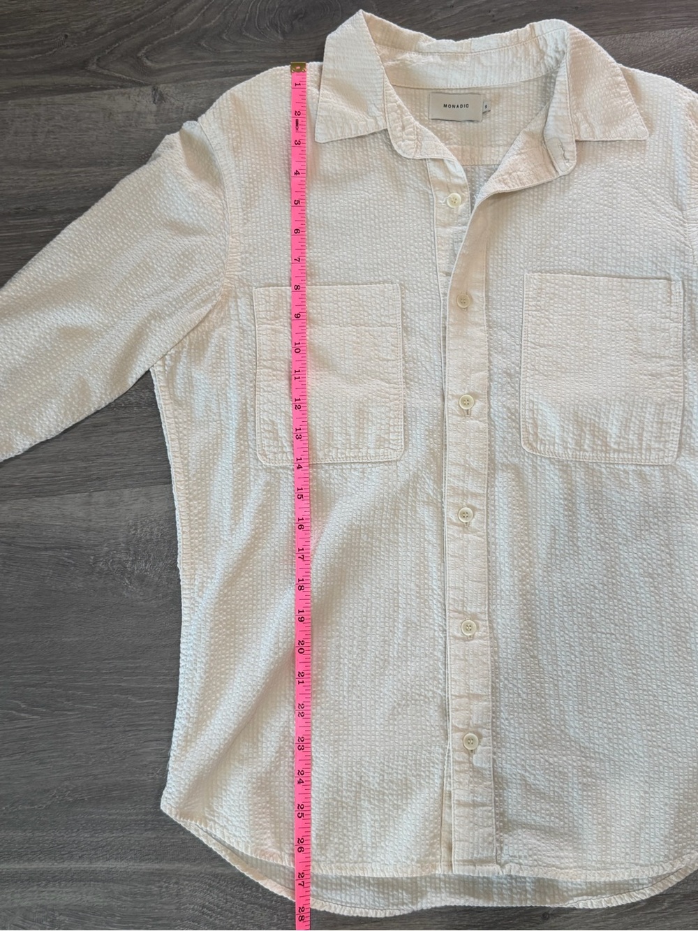 Monadic Aetna Bone Seersucker Japanese Cotton Utility Shirt Made in LA Size S - Picture 9 of 9